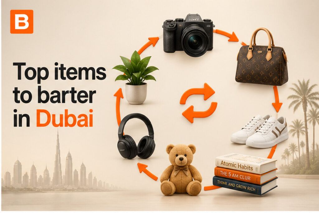 Top items to barter in Dubai — camera, designer handbag, sneakers, books, headphones and toys in a swap cycle